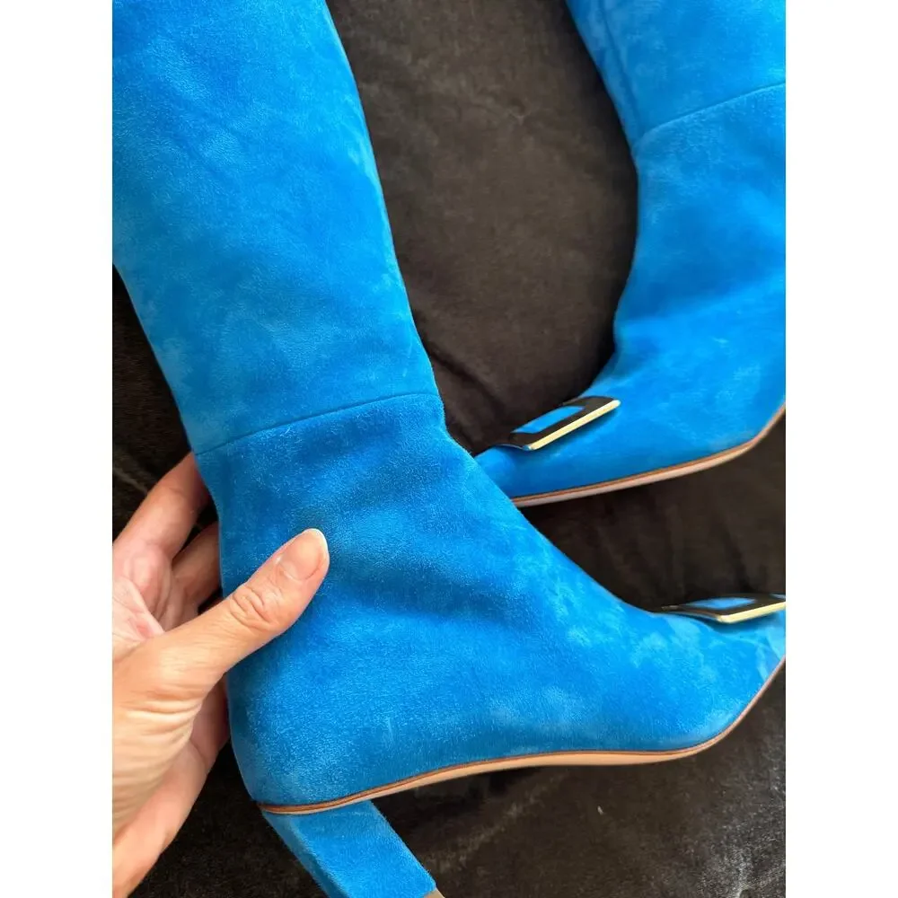 Roger Vivier Over-the-Knee Suede Buckle Boots